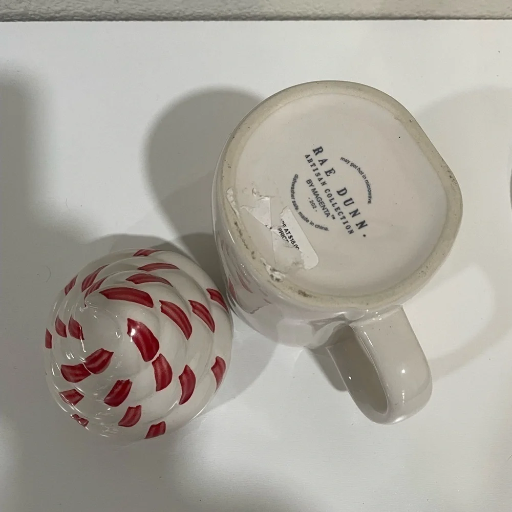 RAE DUNN ceramic Peppermint Mocha Mug & Topper Christmas Large mug collection